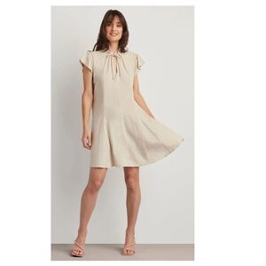 Ellen Tracy Linen Blend Raglan Sleeve Dress Natural Cream Beige Color XL